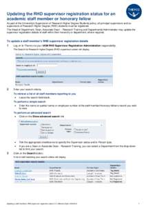 Updating RHD supervision registration status