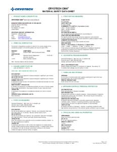 CRYOTECH CMA®  MATERIAL SAFETY DATA SHEET 1. PRODUCT NAME & DESCRIPTION  5. FIRE FIGHTING MEASURES