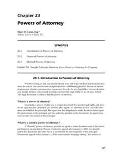 Chapter 23  Powers of Attorney Shari D. Caton, Esq.* Poskus, Caton & Klein, P.C.