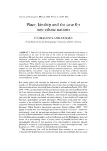 Nations and Nationalism), 2004, 49–62. r ASENPlace, kinship and the case for non-ethnic nations THOMAS HYLLAND ERIKSEN Department of Social Anthropology, University of Oslo, Norway