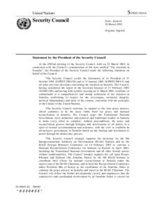 United Nations Security Council Resolution / Outline of Somalia / United Nations Security Council / Somalia / United Nations