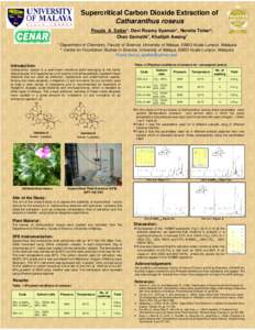Supercritical Carbon Dioxide Extraction of Catharanthus roseus Fouzia A. Sattar1, Devi Rosmy Syamsir1, Norsita Tohar2,