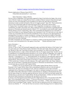 Southern Campaign American Revolution Pension Statements & Rosters Pension Application of Thomas Green S32279 Transcribed and annotated by C. Leon Harris. VA