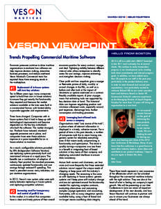 MARCH 2012  | ISSUE FOURTEEN VESON VIEWPOINT Trends Propelling Commercial Maritime Software