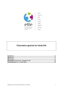 Présentation générale de l’étude Elfe  CONTEXTE ......................................................................................... 2 OBJECTIFS ................................................................