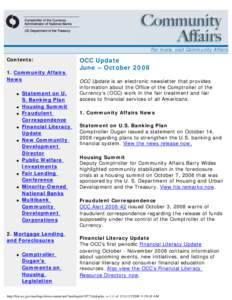 For more, visit Community Affairs  Contents: 1. Community Affairs News ●