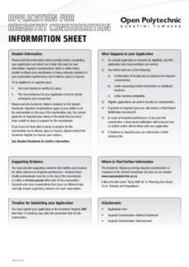 APPLICATION FOR AEGROTAT CONSIDERATION INFORMATION SHEET Student Information  What Happens to your Application