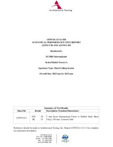 Architectural Testing  C8707[removed]R0 ACOUSTICAL PERFORMANCE TEST REPORT ASTM E 90 AND ASTM E 492 Rendered to