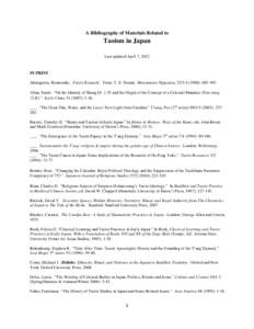 A Bibliography of Materials Related to  Taoism in Japan Last updated April 7, 2012  IN PRINT