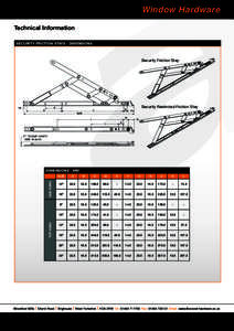 Window Hardware Technical Information SECURITY FRICTION STAYS - DIMENSIONS Security Friction Stay