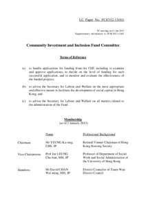 LC Paper No. FC87[removed]FC meeting on 11 Jan 2013 Supplementary information to FCR[removed]Community Investment and Inclusion Fund Committee Terms of Reference