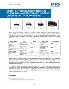 Epson introduces new models to expand award-winning L-Series