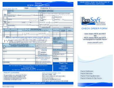 ORDER DIRECT FROM THE PRODUCERS OF YOUR PAYROLL SOFTWARE! Website  www.pensoft.com