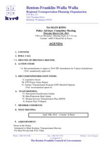 Benton-Franklin-Walla Walla Regional Transportation Planning Organization P.O. Box[removed]Terminal Drive Richland, Washington[removed]__________________________________________________________________