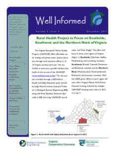 A newsletter of the Virginia Household Water Quality Program and Virginia Master