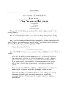 EIGHTEENTH DAY  F IRST C OUNCILMANIC Y EAR - S ESSION OFJOURNAL CITY COUNCIL OF BALTIMORE