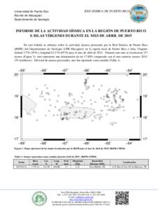 RED SISMICA DE PUERTO RICO  Universidad de Puerto Rico Recinto de Mayagüez Departamento de Geología