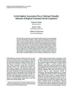 JOURNAL OF CONSUMER PSYCHOLOGY, 14(4), 385–404 Copyright © 2004, Lawrence Erlbaum Associates, Inc. BRUNEL, IAT AND IMPLICIT