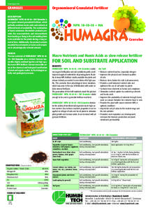 Stand August[removed]Organomineral Granulated Fertilizer GRANULES DESCRIPTION