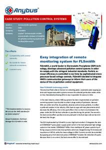 CASE STUDY: POLLUTION CONTROL SYSTEMS Solution: Communication gateways  Country: