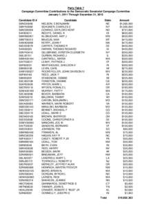 Party Table 7 Campaign Committee Contributions to the Democratic Senatorial Campaign Committee January 1, 2011 Through December 31, 2012 Candidate ID # S6NE00095 S8NY00082