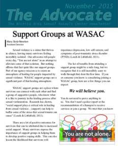 NovemberThe Advocate The Wichita Area Sexual Assault Center newsletter  Support Groups at WASAC