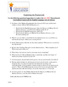 2011 ELA and Literacy Curriculum Framework worksheet