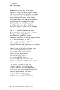 KARL ELDER Ode in the Key of O Kudos unto the code and to the mind behind the hand that moved not out of need but what must be acknowledged as a thought