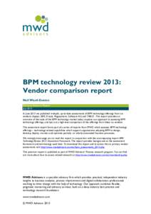 BPM technology review 2013: Vendor comparison report