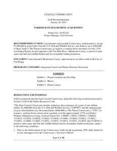 COASTAL CONSERVANCY Staff Recommendation January 29, 2015 PARKER RANCH EASEMENT ACQUISITION Project No[removed]Project Manager: Joel Gerwein