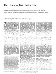 The Home of Blue Water Fish Rather than singly inhabiting the trackless ocean, pelagic fish species travel together in groups, which migrate between hidden, productive oases A. Peter Klimley, John E. Richert and Salvador