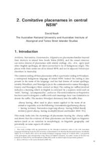 2. Comitative placenames in central NSW1 David Nash The Australian National University and Australian Institute of Aboriginal and Torres Strait Islander Studies