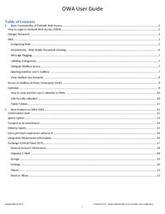 OWA User Guide Table of Contents 1. Basic Functionality of Outlook Web Access..................................................................................................................................2 How to Logi