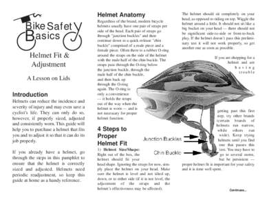 Helmet Anatomy  Bike Safet Basics Helmet Fit & Adjustment