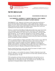 Microsoft Word - NAN news release fed cabinet shuffle Oct[removed]FINAL FORMATTED.doc