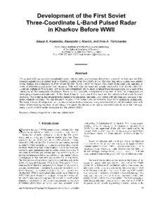 Development of the First Soviet Three-Coordinate L-Band Pulsed Radar in Kharkov Before WWII