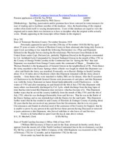 Southern Campaign American Revolution Pension Statements Pension application of Eli Mc Vay W964 Mildred fn86NC Transcribed by Will Graves[removed]