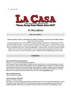 lacasafriends La Casa ENewsletter for January[removed]