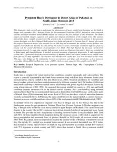 Pakistan Journal of Meteorology  Vol. 9, Issue 17: July 2012 Persistent Heavy Downpour in Desert Areas of Pakistan in South Asian Monsoon 2011