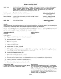 RAMAS MULTISPECIES Model Uses RAMAS Multispecies links GIS to an ecological model allowing the user to incorporate landscape data in population viability analyses, incorporate changes in habitat into a meta-population mo