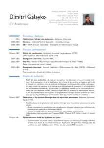 Dimitri Galayko CV Académique Sorbonne Université, LIP6, boîteplace JussieuParis Cedex 05 France