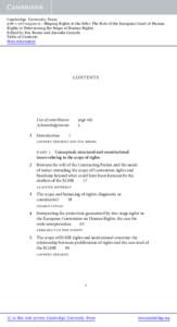 Cambridge University Press0 - Shaping Rights in the Echr: The Role of the European Court of Human Rights in Determining the Scope of Human Rights Edited by Eva Brems and Janneke Gerards Table of Contents