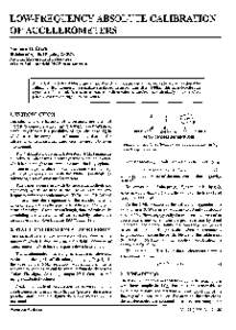 LOW-FREQUENCY ABSOLUTE CALIBRATION OF ACCELEROMETERS Norman H. Clark Division of Applied Physics, csmo, National Measurement Laboratory PO Box 218, Lindfield, NSW 2070 Australia