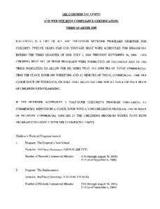 ABC COMMERCIAL LIMITS AND WEB SITE RULE COMPLIANCE CERTIFICATION. TIDRD QUARTER 2008 FOLLOWING