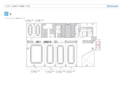 ベル サー ル神田：3 F 平面 図（ 1：2 0 0 ）  3F スライディングウォール／開閉式のパーテーション  ルーム⑤52㎡（16坪） ルーム⑥48㎡（15坪）