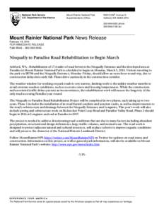National Park Service U.S. Department of the Interior Mount Rainier National Park Superintendent’s Office
