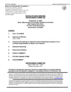 Board of Chiropractic Examiners - Notice of Public Meeting