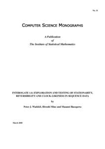 No. 31  COMPUTER SCIENCE MONOGRAPHS A Publication of The Institute of Statistical Mathematics