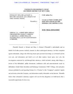 Donald P. Boland, et al. v. Gerdau S.A., et al. 16-CVClass Action Complaint for Violations of the Federal Securities Laws