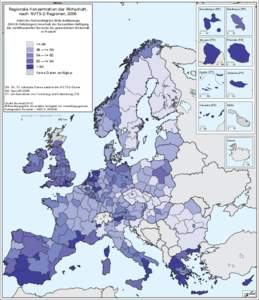 Regionale Konzentration der Wirtschaft, nach NUTS-2-Regionen, 2006 Anteil der fünf wichtigsten Wirtschaftszweige (NACE-Abteilungen) innerhalb der Gesamtbeschäftigung des nichtfinanziellen Bereichs der gewerblichen Wirt